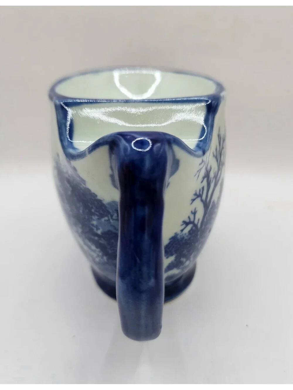 Vintage Victoria Ironstone Shaving Cup, Flow Blue Transferware, English Village
